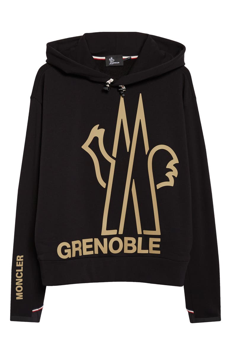 Moncler Polartec<sup>®</sup> Fleece Graphic Hoodie, Main, color, Black