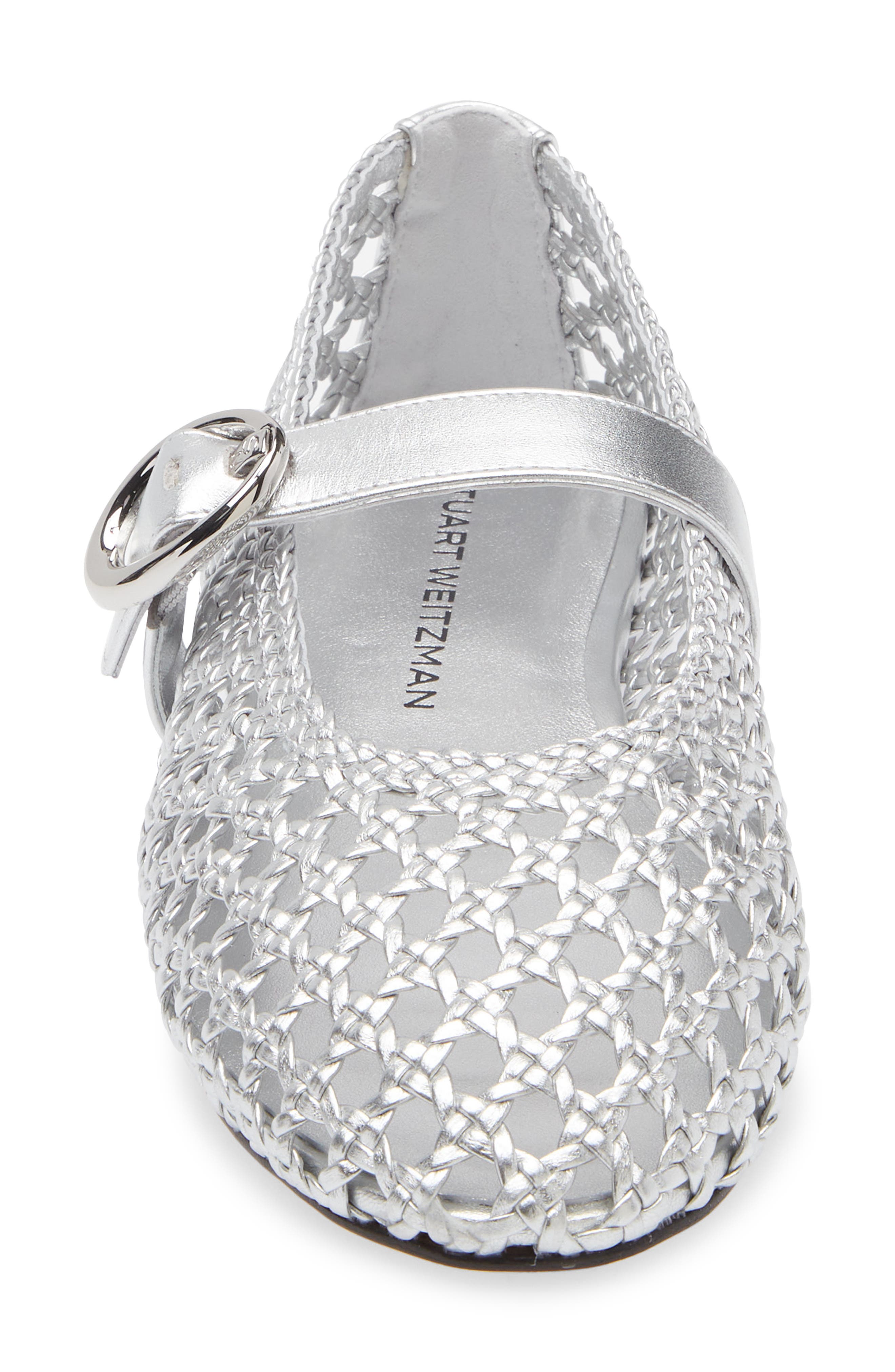 Stuart Weitzman Thea Mary Jane Flat, Alternate, color, Silver