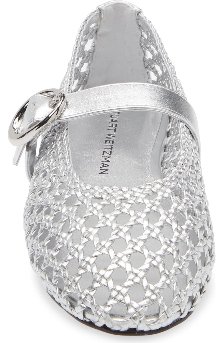 Stuart Weitzman Thea Mary Jane Flat, Alternate, color, Silver
