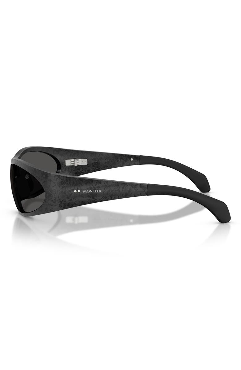 Moncler Inara 64mm Oversize Oval Sunglasses, Alternate, color, Black Carbo / Dark Grey Solid