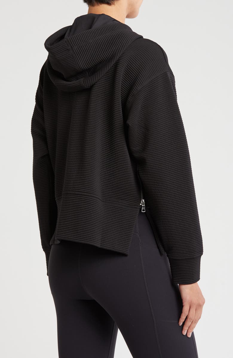 DKNY Tech Ottoman Full Zip Hoodie, Alternate, color, Black