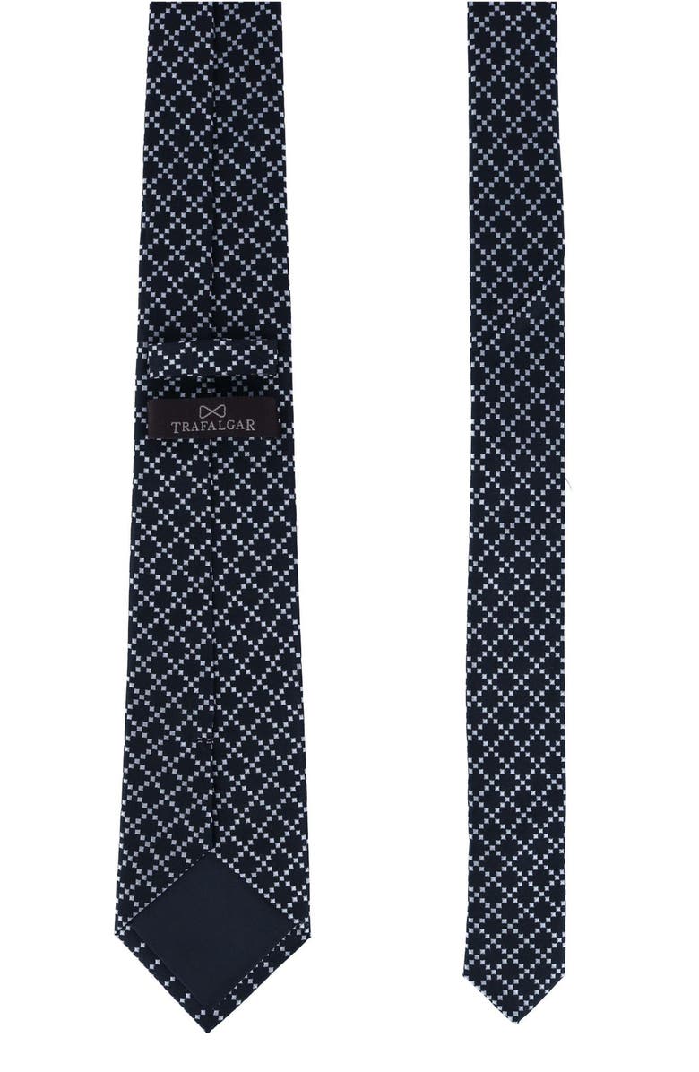 Trafalgar Rowan Geo Pattern Silk Tie, Alternate, color, Black