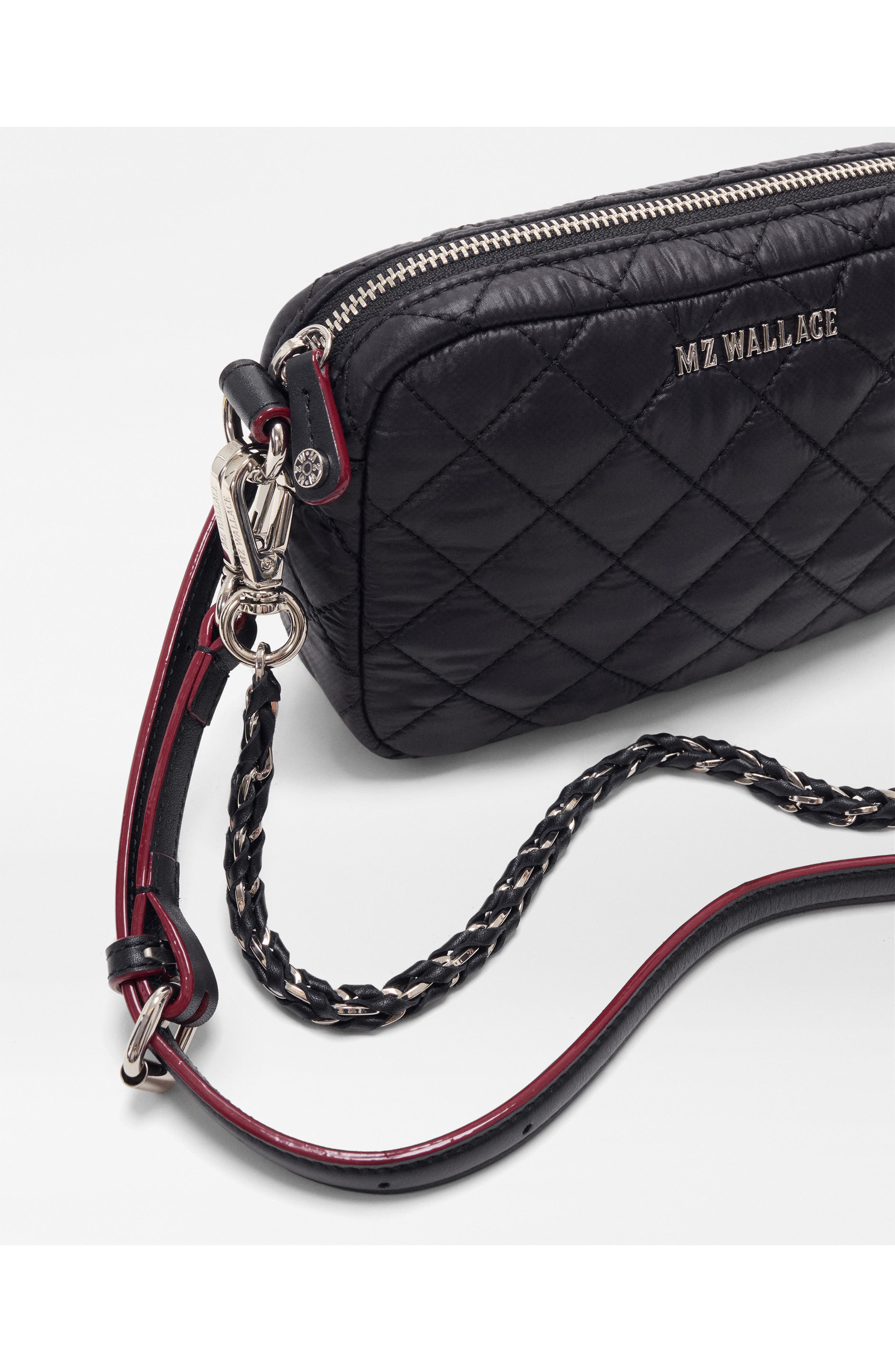MZ Wallace Mini Crosby Quilted Nylon Crossbody Bag, Alternate, color, Black