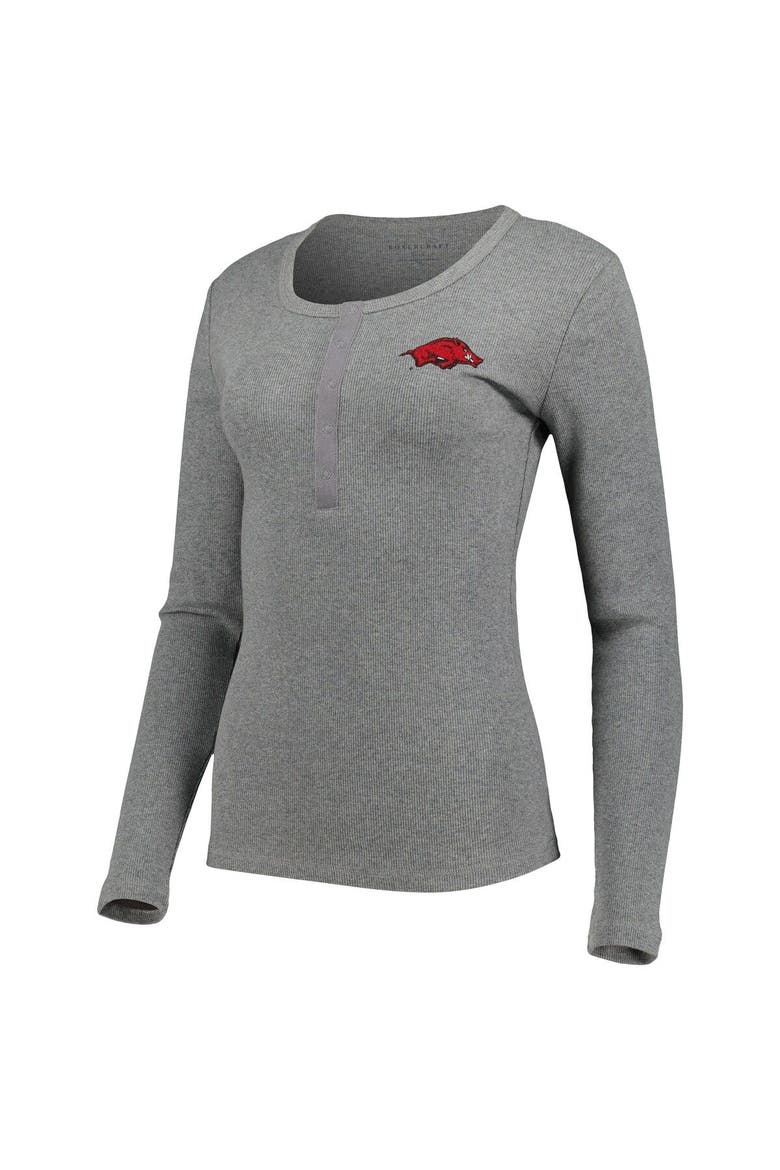 Women's Gray Arkansas Razorbacks Harper Henley Long Sleeve T-Shirt, Alternate, color, Gray