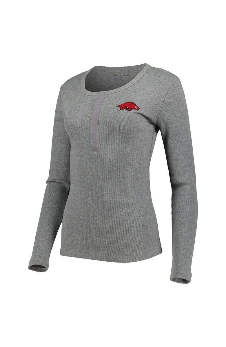 BOXERCRAFT Women's Gray Arkansas Razorbacks Harper Henley Long Sleeve T-Shirt, Alternate, color,
