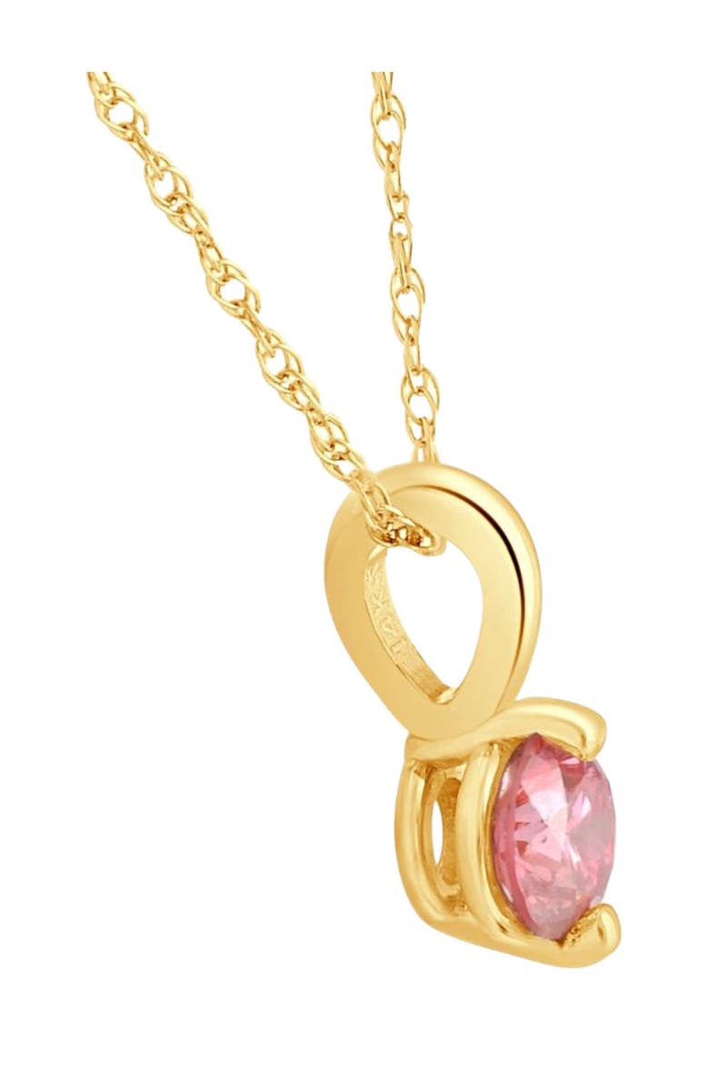Bliss Diamond 1/4Ct Pink Diamond Solitaire Pendant 14k Gold 18" Necklace Lab Grown, Alternate, color, 