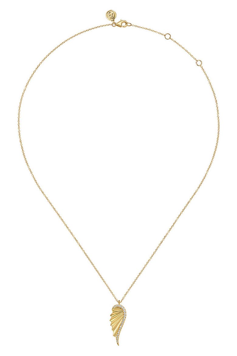 Diamond Wing Pendant Necklace, Alternate, color, GOLD