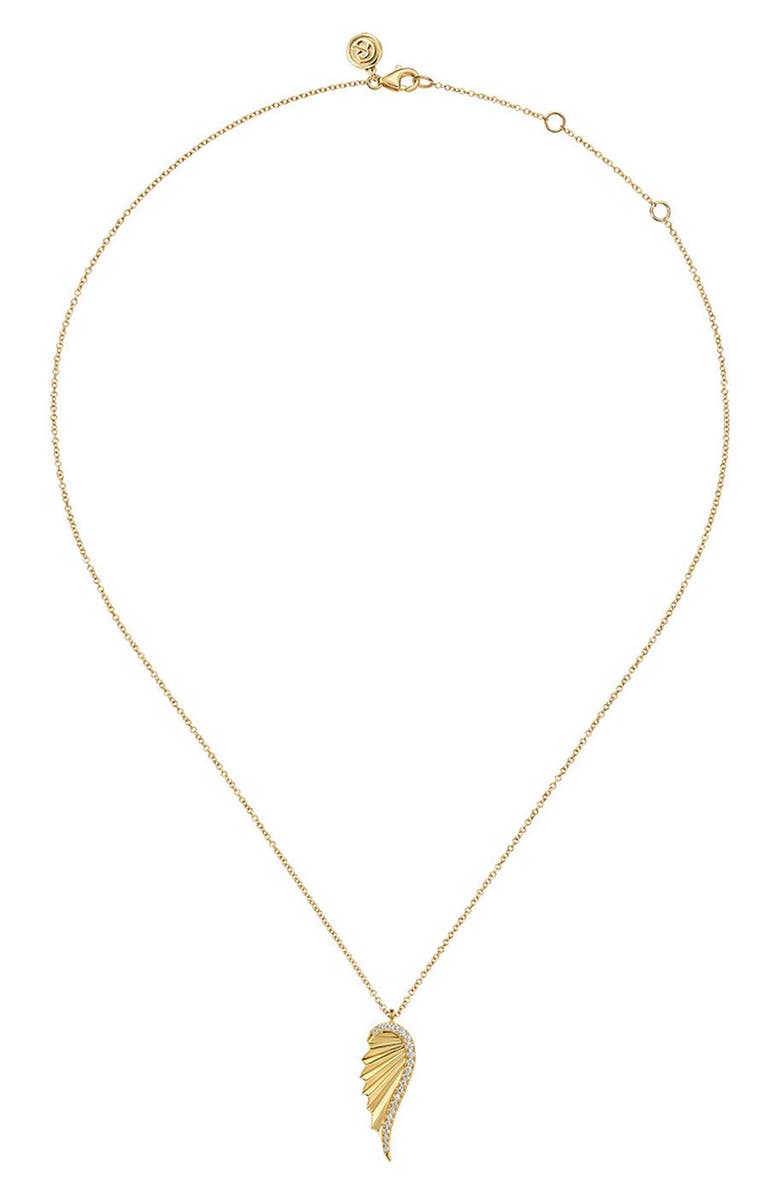 Gabriel & Co. Diamond Wing Pendant Necklace, Alternate, color, Gold