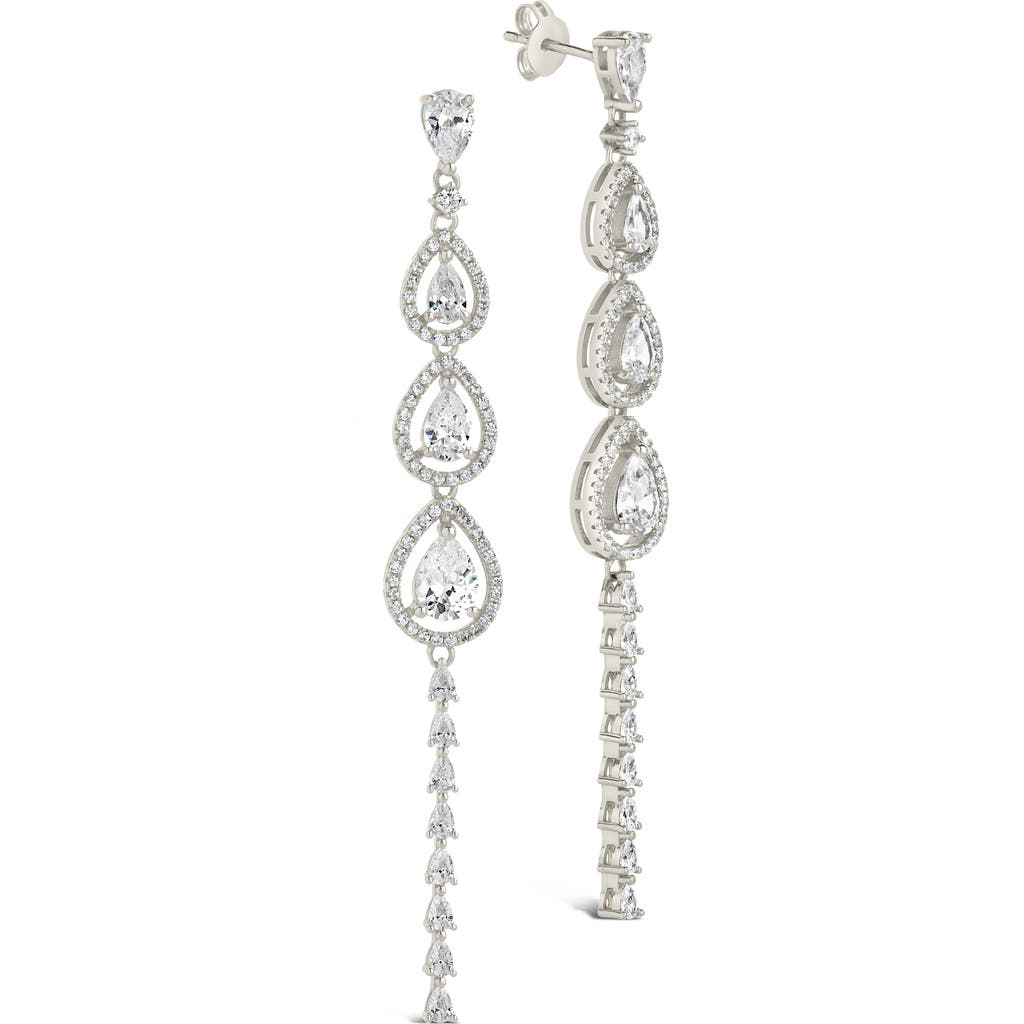 Sterling Forever Angela Cubic Zirconia Drop Earrings In Silver