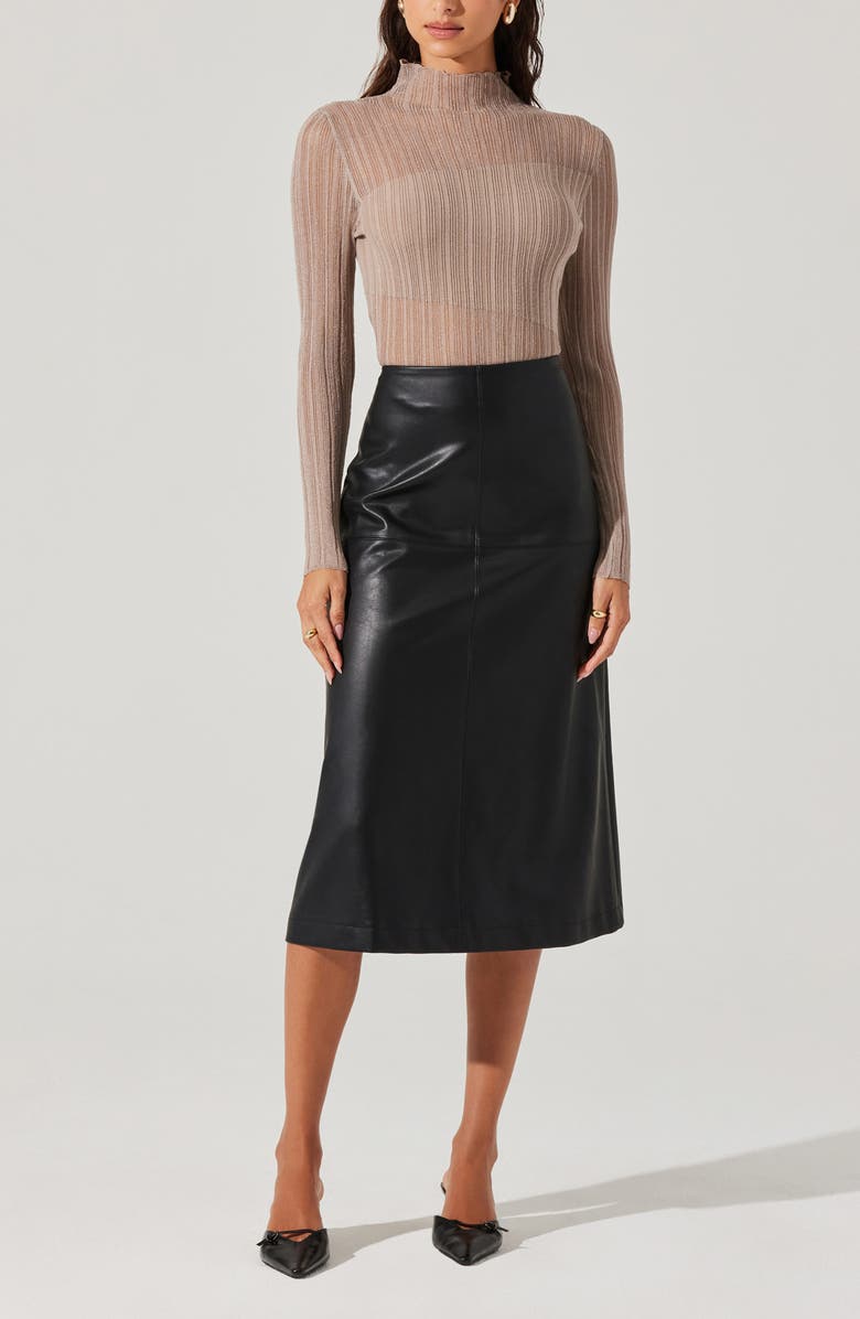 ASTR the Label Metallic Contrast Funnel Neck Sweater, Alternate, color, Taupe