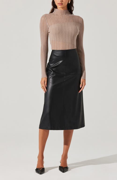 Astr The Label Metallic Contrast Funnel Neck Sweater In Taupe