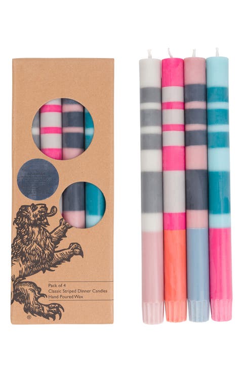 Assorted 4-Pack Stripe Dinner Candles