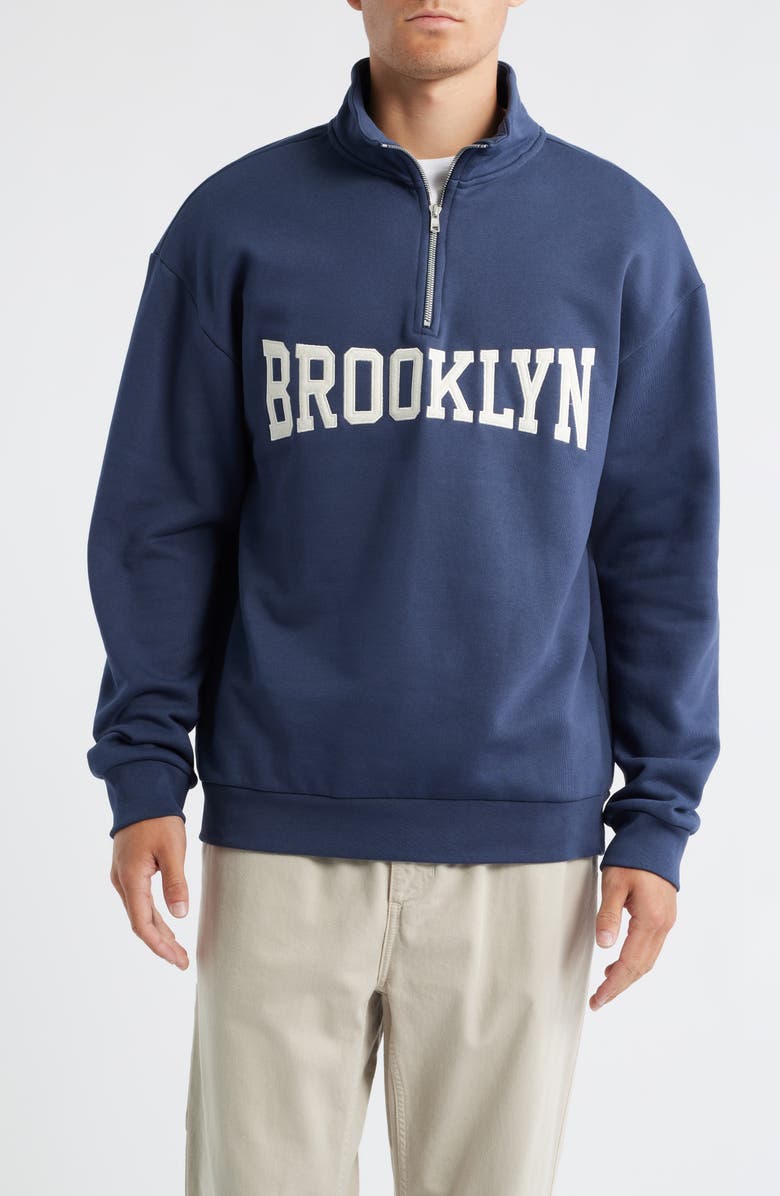 Brooklyn Industries Appliqué Half Zip Sweatshirt, Main, color, 