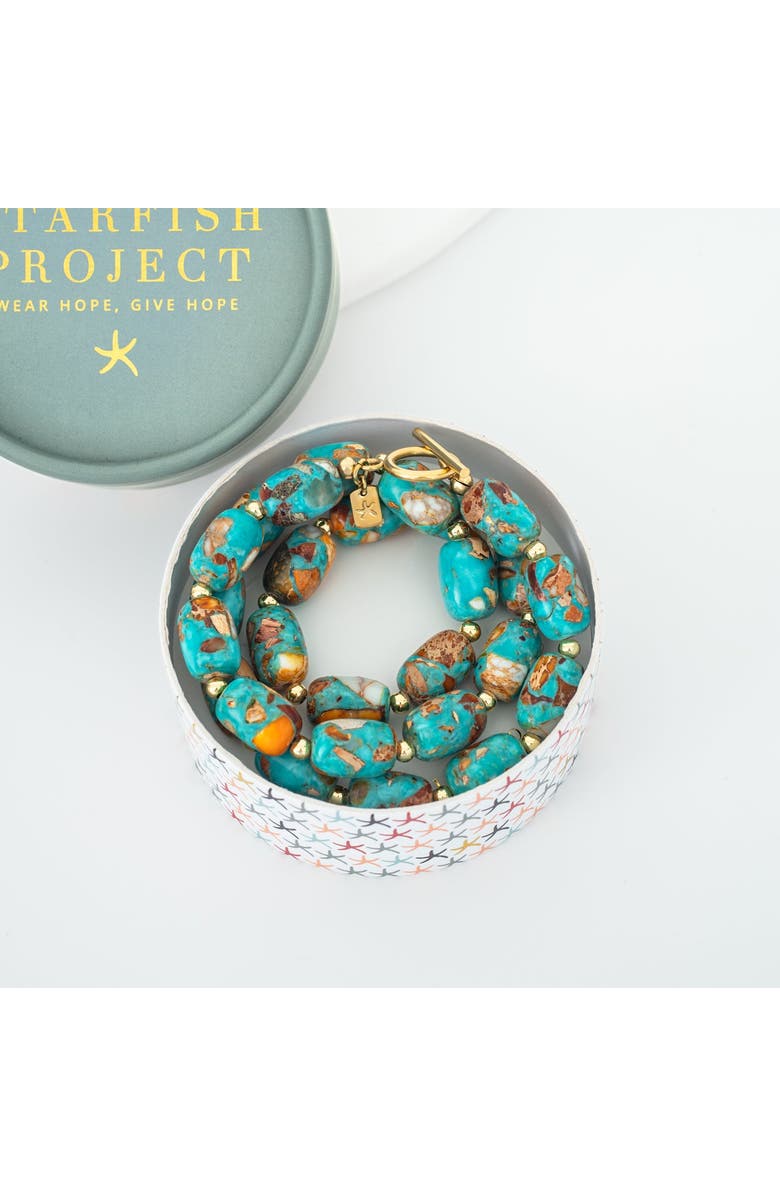 Starfish Project Sierra Bloom Turquoise Emperor Stone Beaded Necklace, Alternate, color, Turquoise