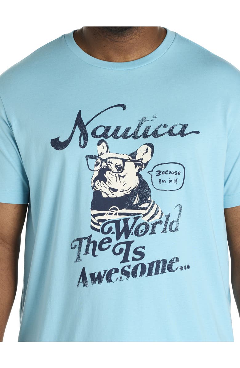 Nautica Big & Tall The World is Awesome Graphic Tee, Alternate, color, Milky Blue