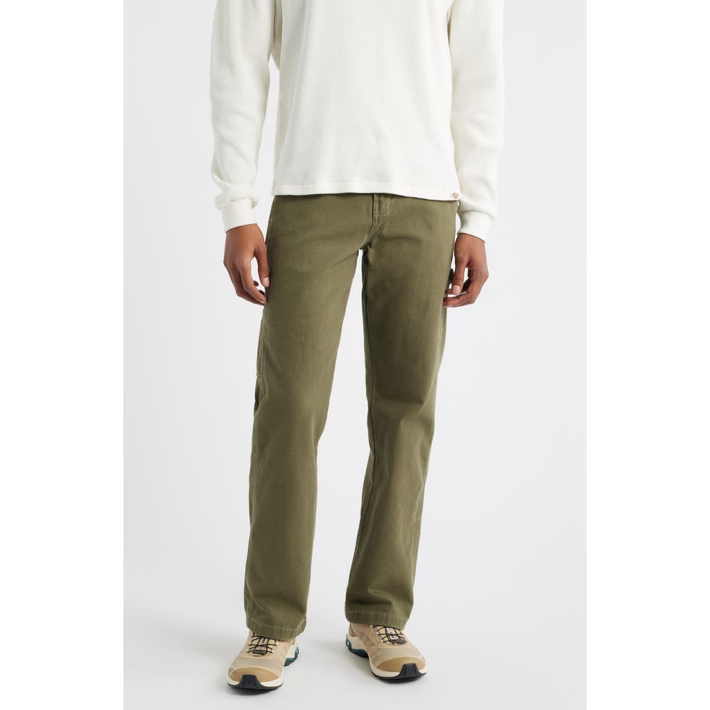 Dickies Straight Leg Green Cotton Canvas Carpenter Pants In Green