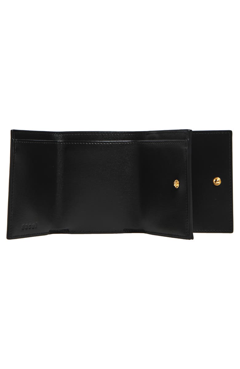Sacai Loop Tie Leather Trifold Wallet, Alternate, color, Black