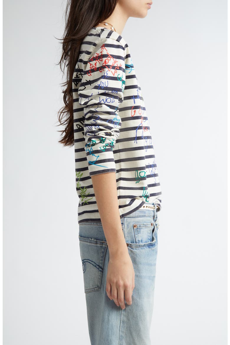 End of the Year Stripe Graphic T-Shirt, Alternate, color, NAVY/ECRU STRIPE SCRIBBLES
