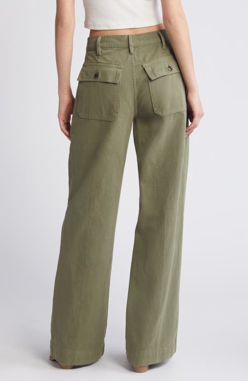 Re/done Baker Cotton Wide Leg Pants In Bayleaf