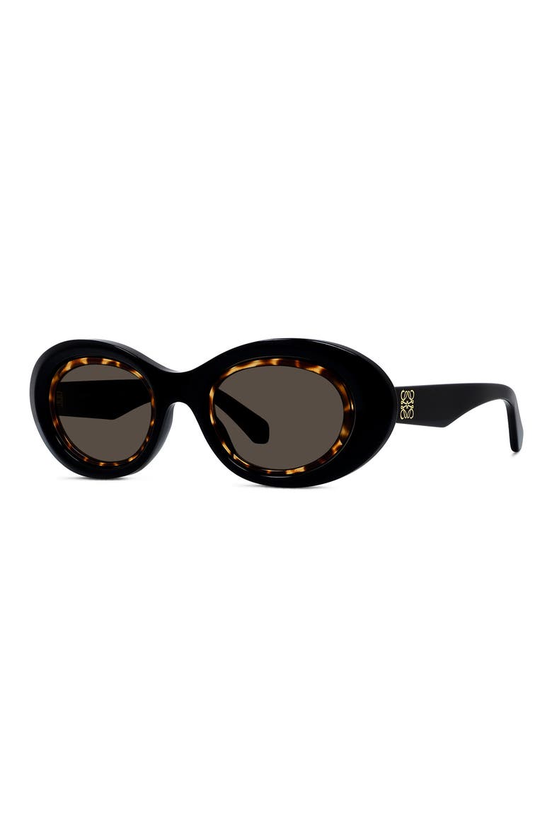Anagram 54mm Oval Sunglasses, Alternate, color, SHINY BLACK / BROWN