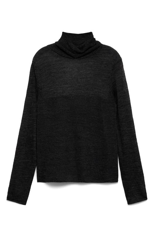 Shop Mango Semisheer Turtleneck Sweater In Dark Heather Grey