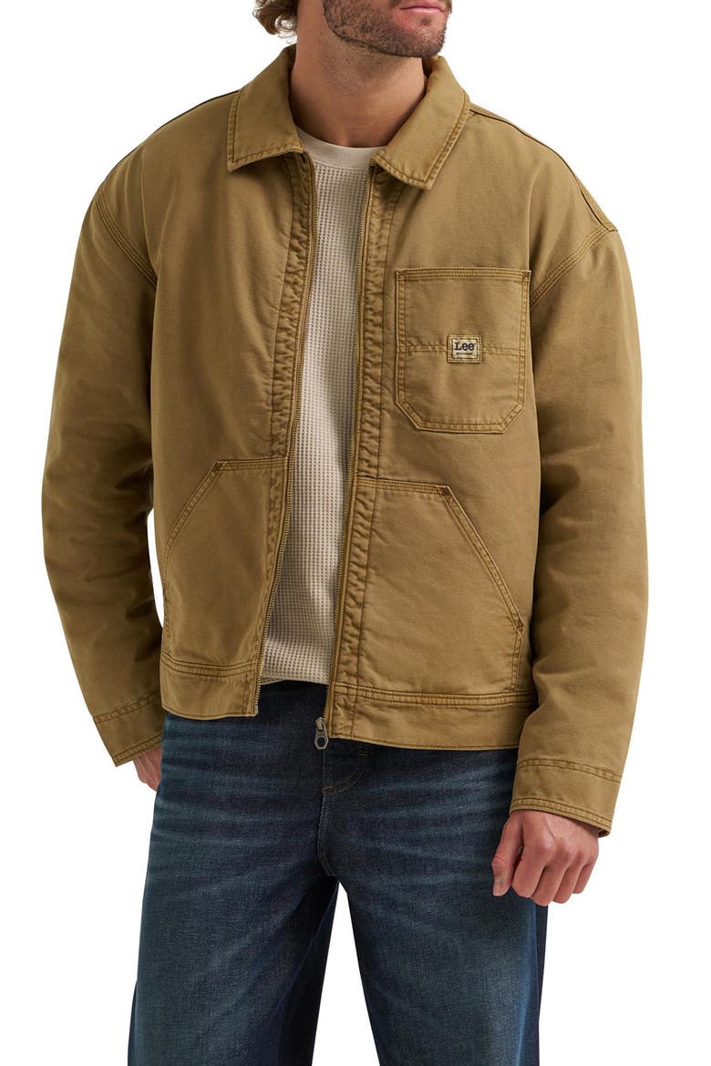 91W Quilt Lined Cotton Canvas Workwear Jacket, Main, color, DARK KHAKI