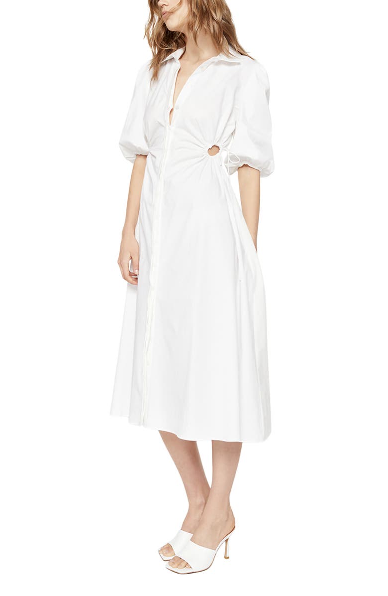 Bardot Cutout Midi Shirtdress, Alternate, color,