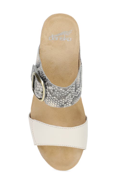 Dansko Shannon Platform Wedge Slide Sandal In Snake/ivory Leather