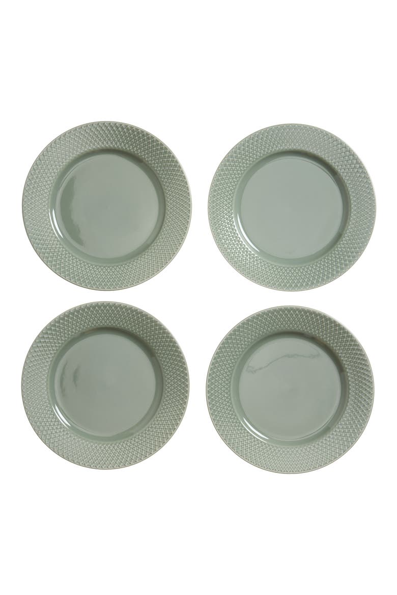 Rhombe Earth Set of 4 Lunch Plates, Main, color, MOSS