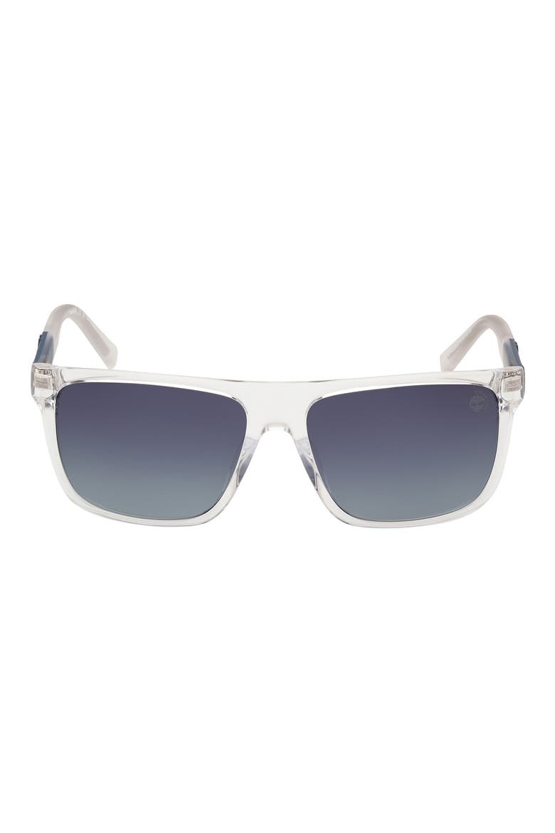 59mm Polarized Square Sunglasses, Main, color, CRYSTAL / SMOKE POLARIZED