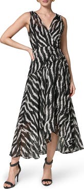Donna Karan New York Print Ruched Chiffon Dress