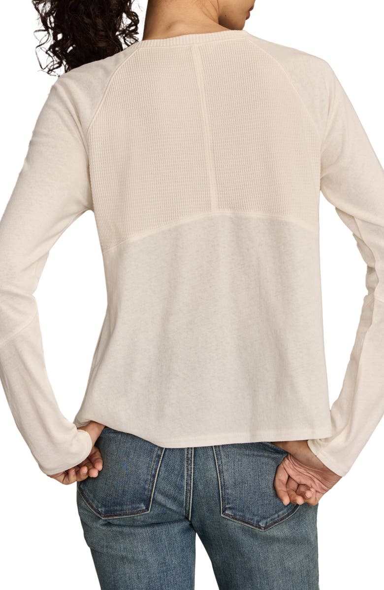 Lucky Brand Mixed Waffle Knit Cotton Top, Alternate, color, Whisper White