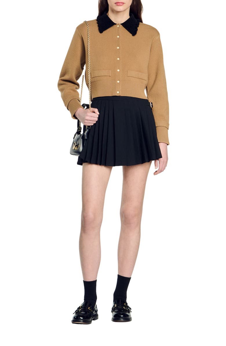 SANDRO Cropped coatigan, Alternate, color, 