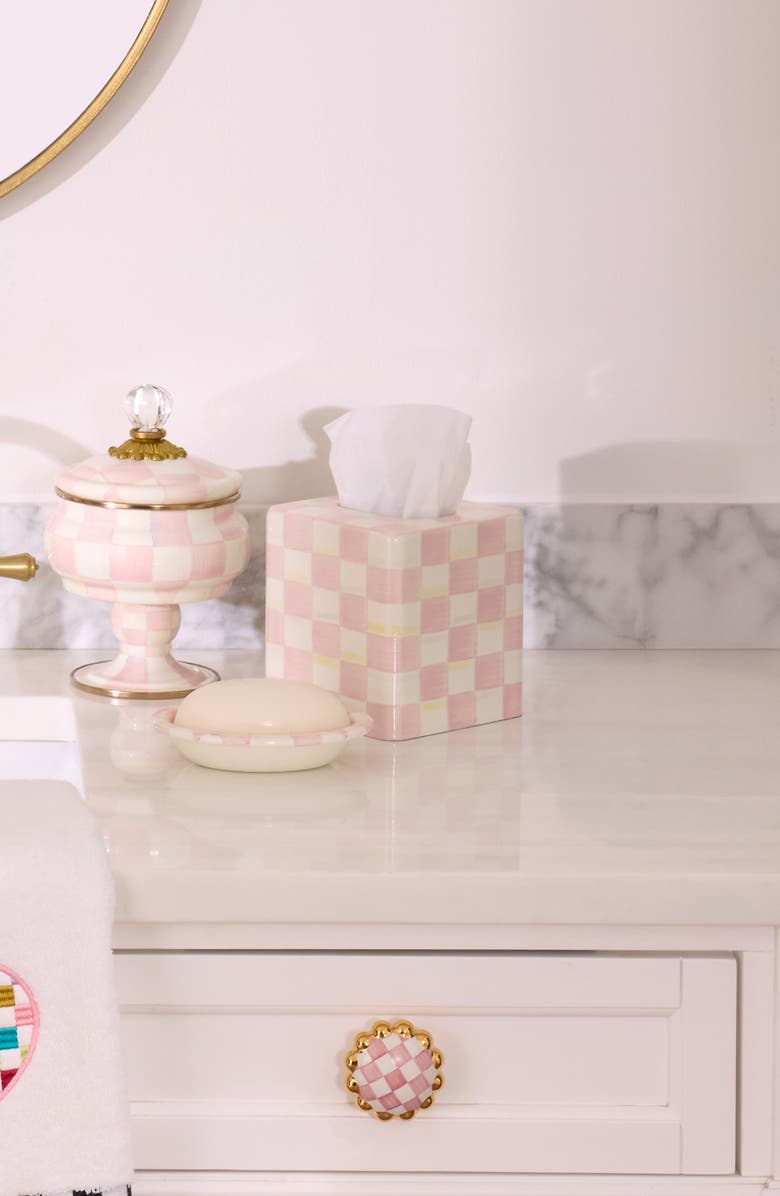 MACKENZIE CHILDS Courtly Check Boutique Tissue Box Cover, Alternate, color, Rosy