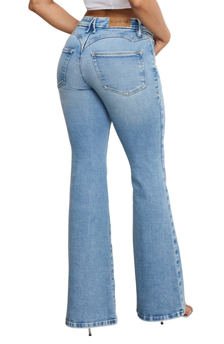 Good American Dolly Joleans Flare Jeans, Alternate, color, Indigo1019