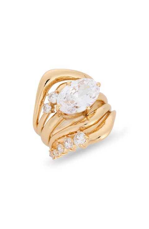 Cubic Zirconia Openwork Statement Ring