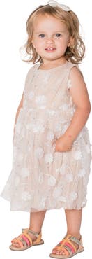 Popatu Kids' 3D Floral Appliqué Tulle Dress