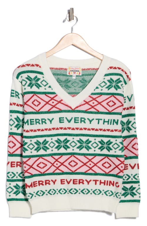 Vigoss Merry Everything V-neck Sweater In Multi