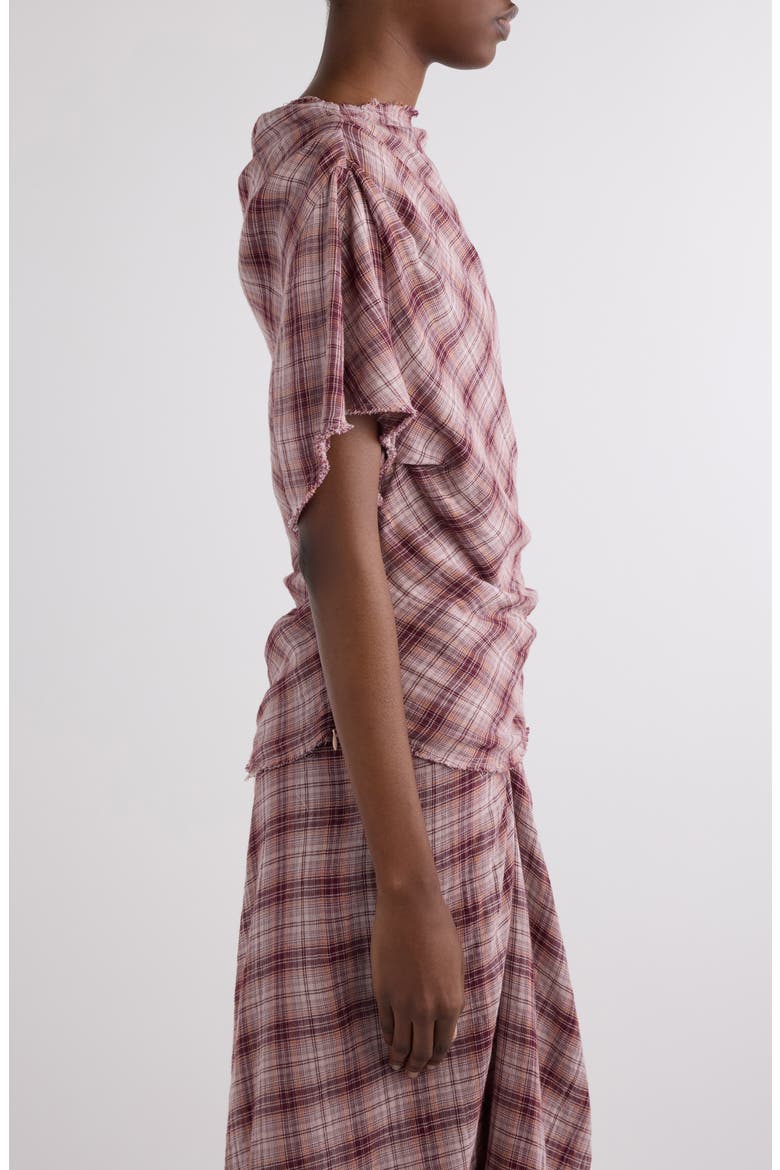 Neyala Plaid Short Sleeve Cotton Top, Alternate, color, ROSEWOOD
