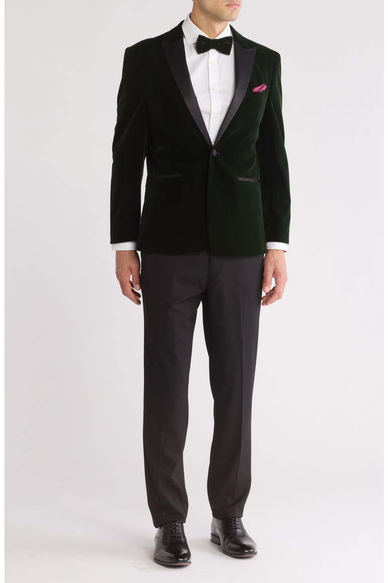 Two-Piece Velvet Birdseye Lapel Slim Fit Tuxedo, Main, color, HUNTER GREEN