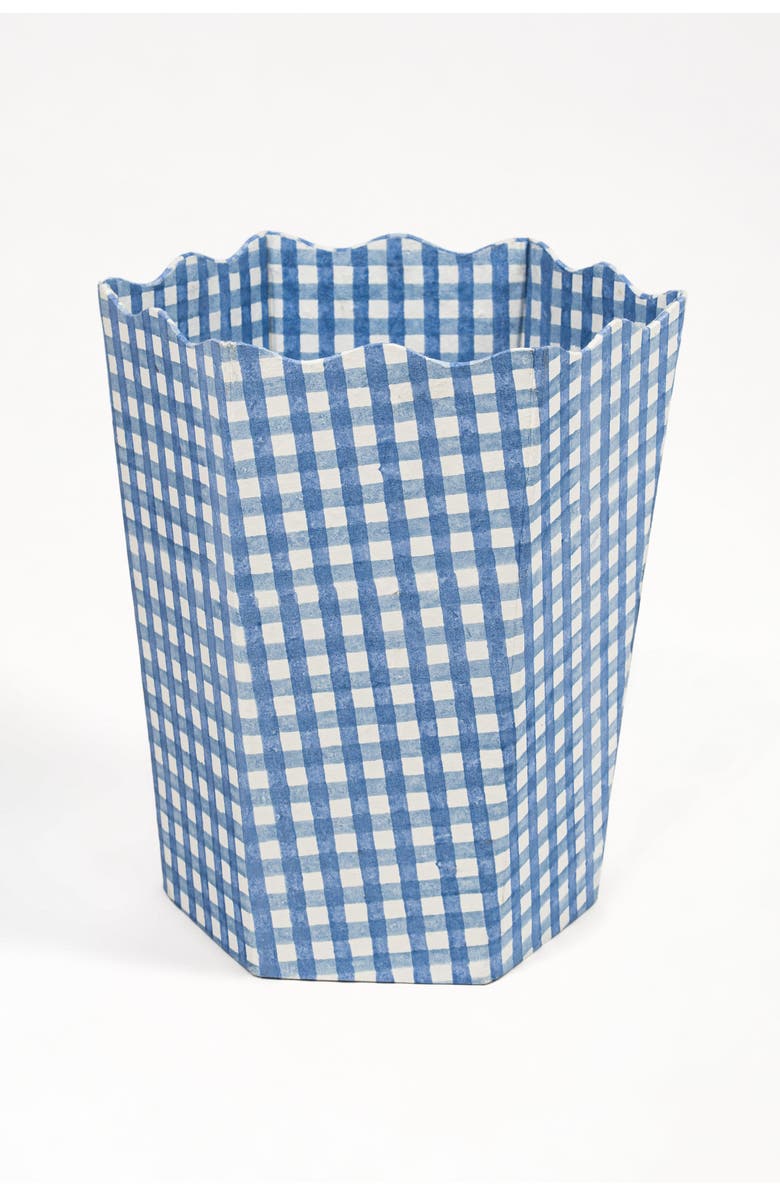 Inner Child Blockprint Waste Bin Storage Bin, Main, color, Blue