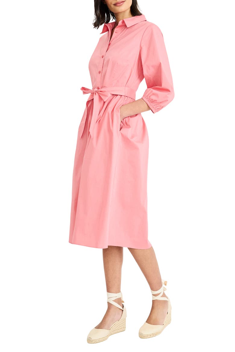 Long Sleeve Midi Shirtdress, Alternate, color, TEA ROSE