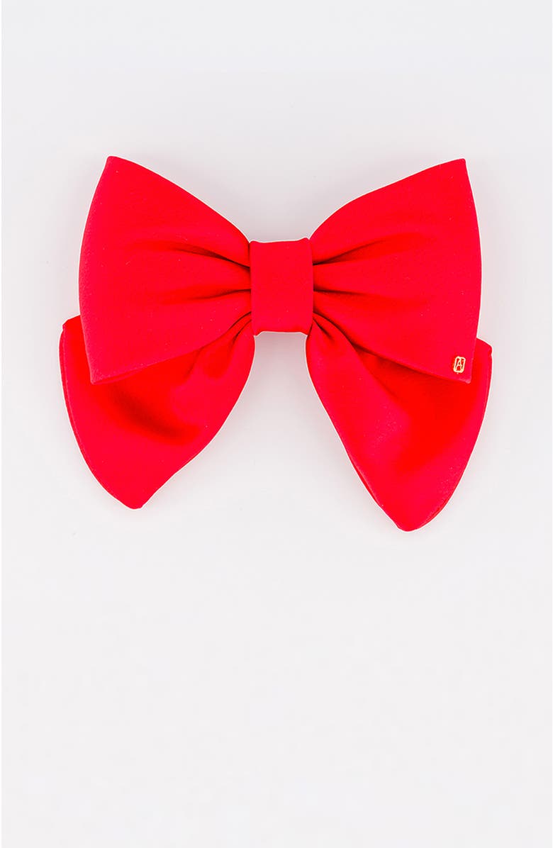 Alexandre de Paris Silk bow barette, Main, color, Red