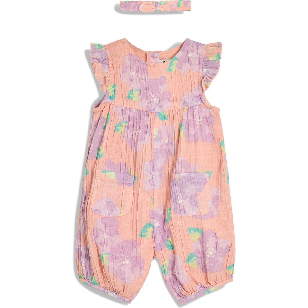 Jojo Maman Bébé Jojo Maman Bebe Tropical Floral Cotton Romper & Headband Set