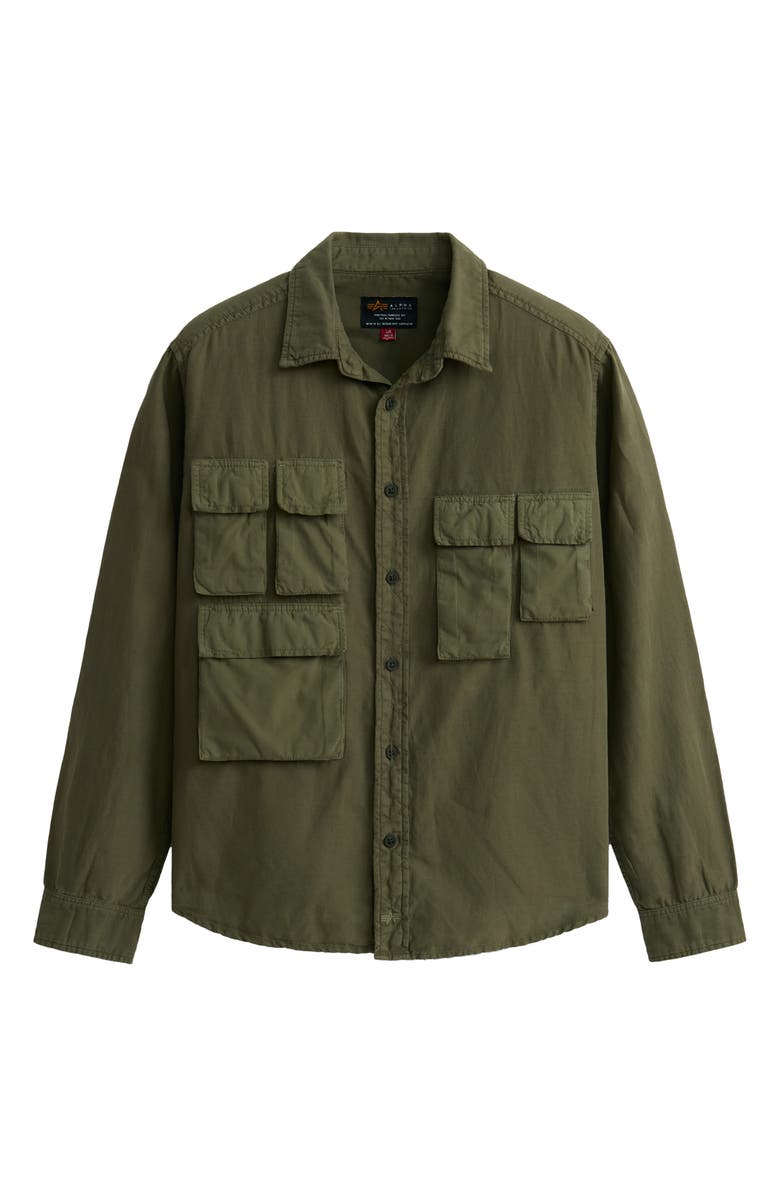 Alpha Industries Linen & Cotton Button-Up Utility Shirt, Main, color,
