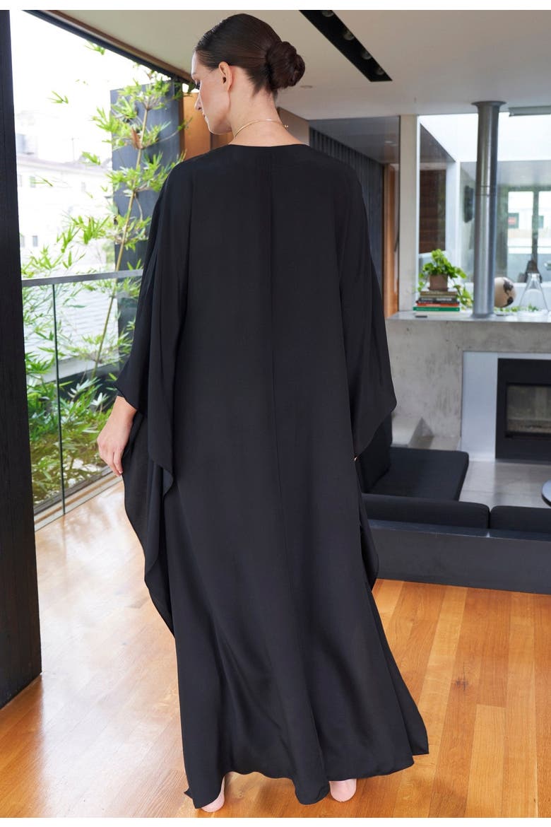 Olivia Silk Caftan, Alternate, color, Black