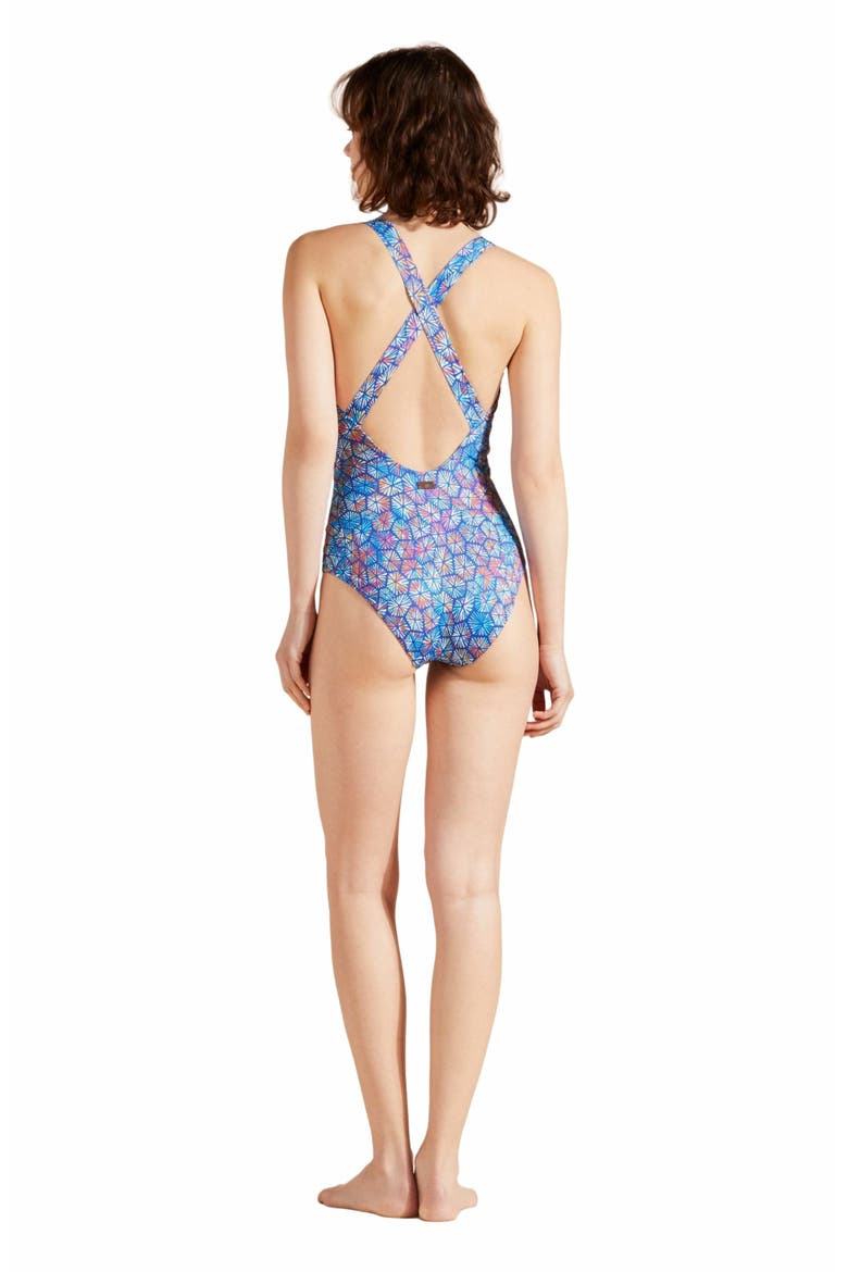 Women's Carapaces Crossed Back Straps One-Piece Swimsuit, Alternate, color, BLEU DE MER