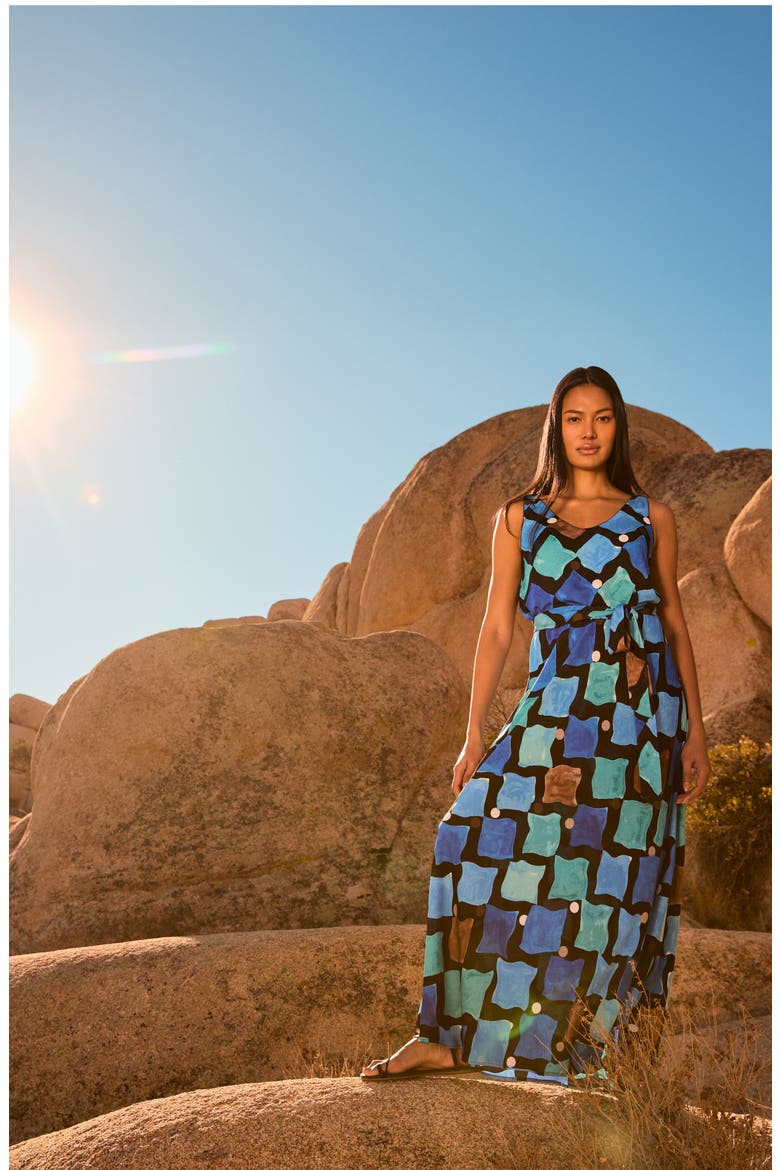 Bianca Sea Glass Sleeveless Maxi Dress, Alternate, color, BLUE MULTI