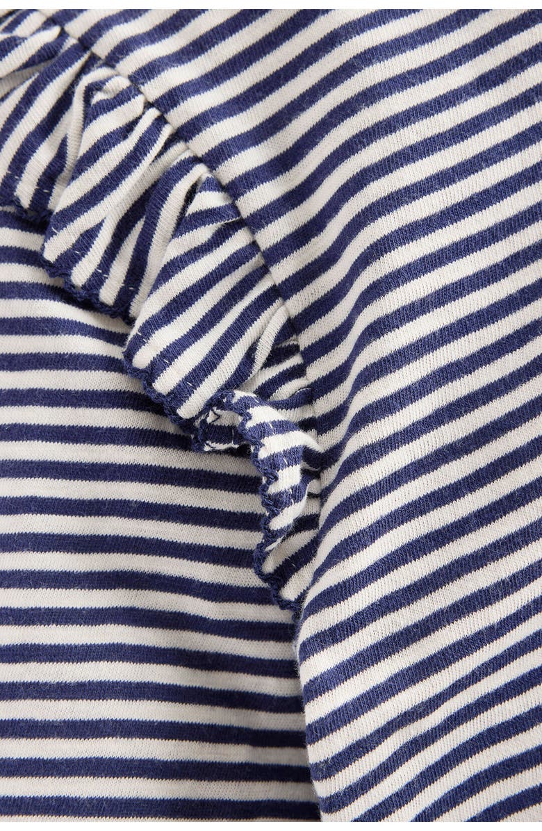 Mini Boden Kids' Frill Sleeve Slub Top, Alternate, color, Navy Stripe