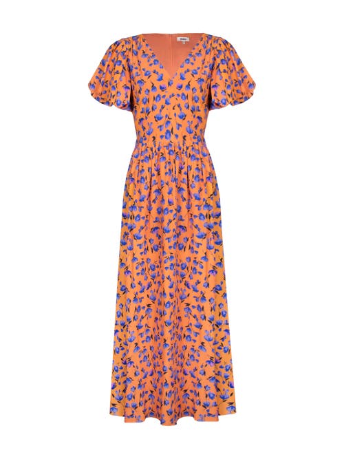 Ro&zo Womens Orange Floral-print Puff-sleeve Woven Maxi Dress In Red